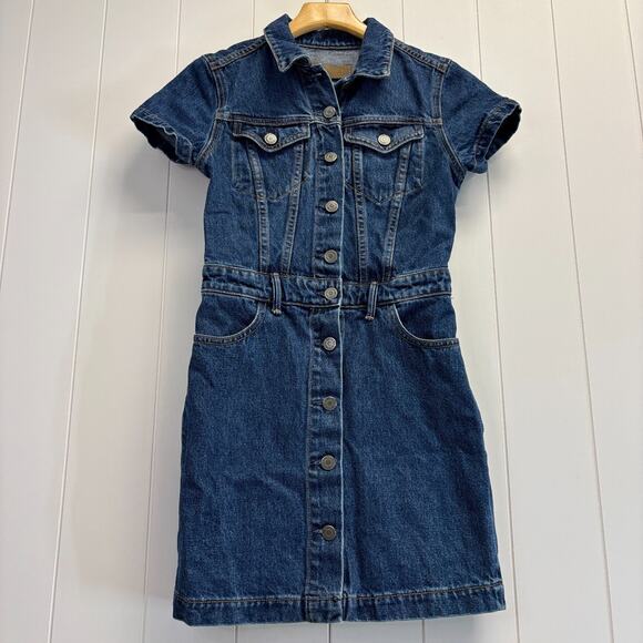 Grlfrnd Women's Preppy Retro Vibes Button-up Cotton Denim Jean Dress Size XS - Picture 1 of 8